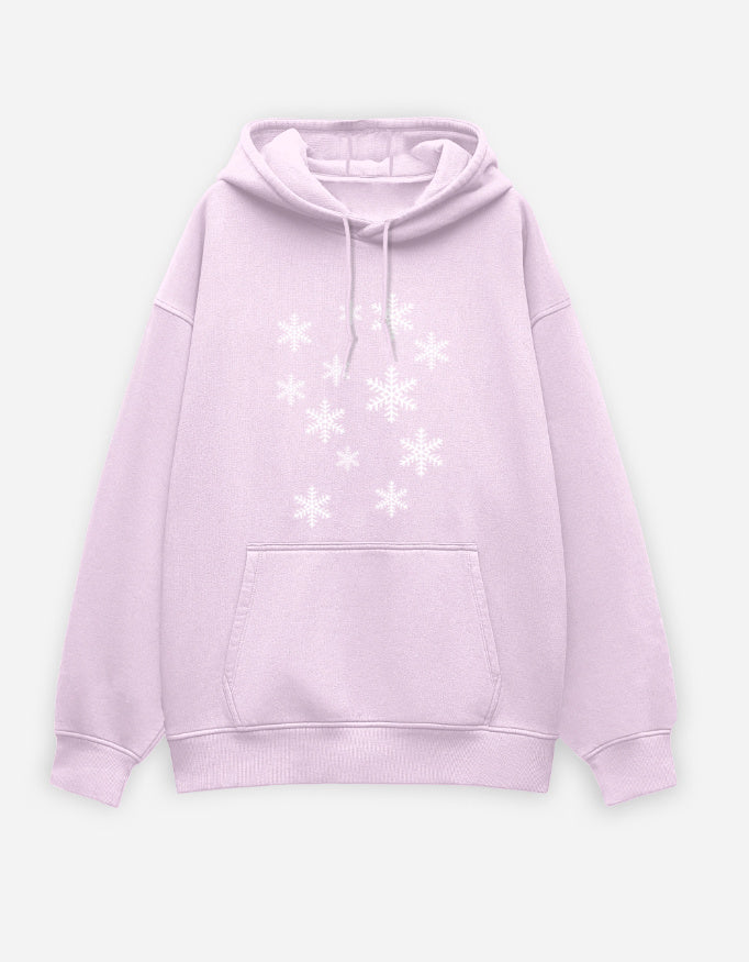 Snow flakes Unisex Oversized Hoodie Light Baby Pink Front_1_c_45