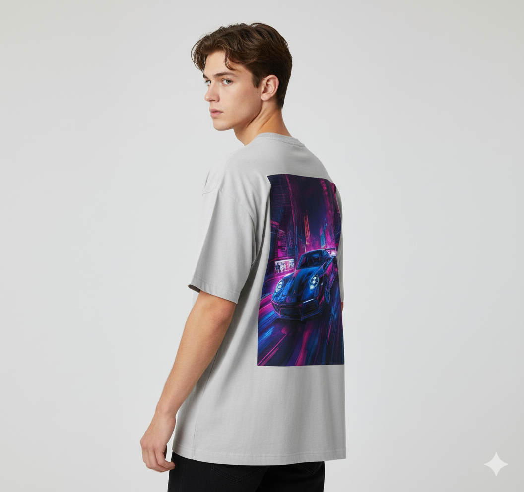 NEON PULSE MIDNIGHT DRIVE UNISEX OVERSIZED T-SHIRT Gemini_Generated_Image_4do8og4do8og4do8_1