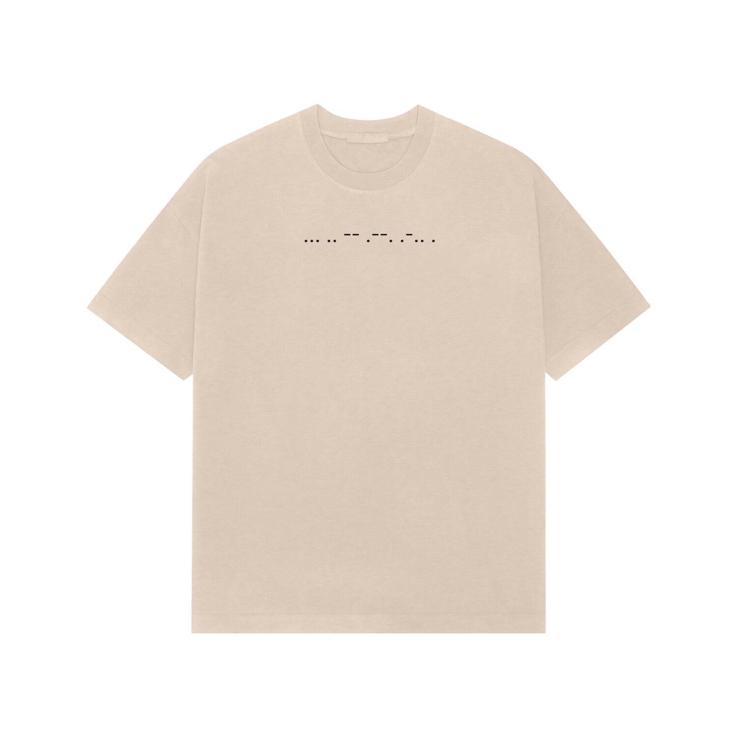 Simple Morse Code Oversized T shirt Beige front-68ff511369cf2-Beige_XS_Premium_Oversized_T-shirt