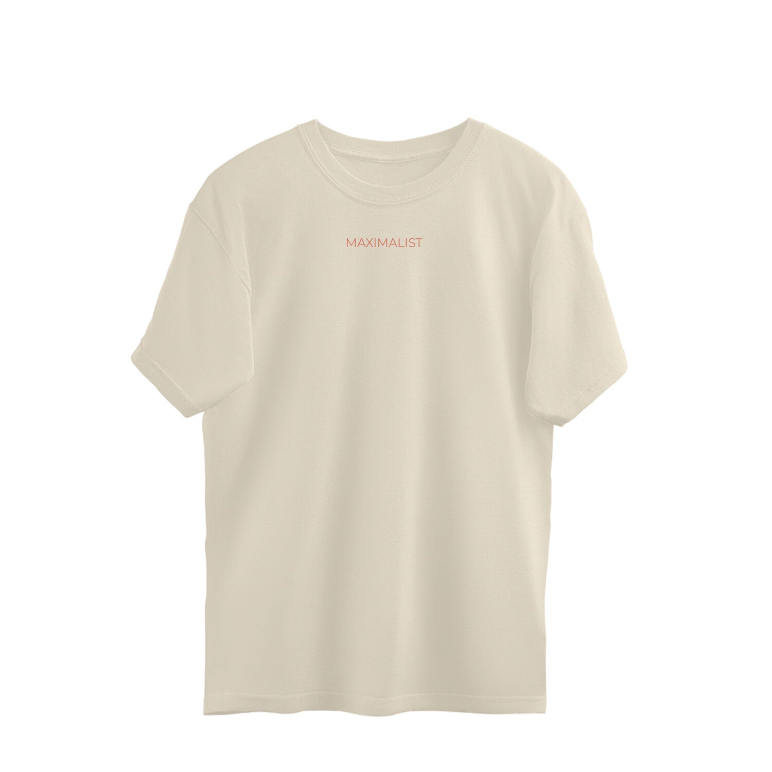 Unisex Maximalist minimalistic T shirt Off White front-68ff5317d41df-Off_White_XS_Oversized_T-shirt