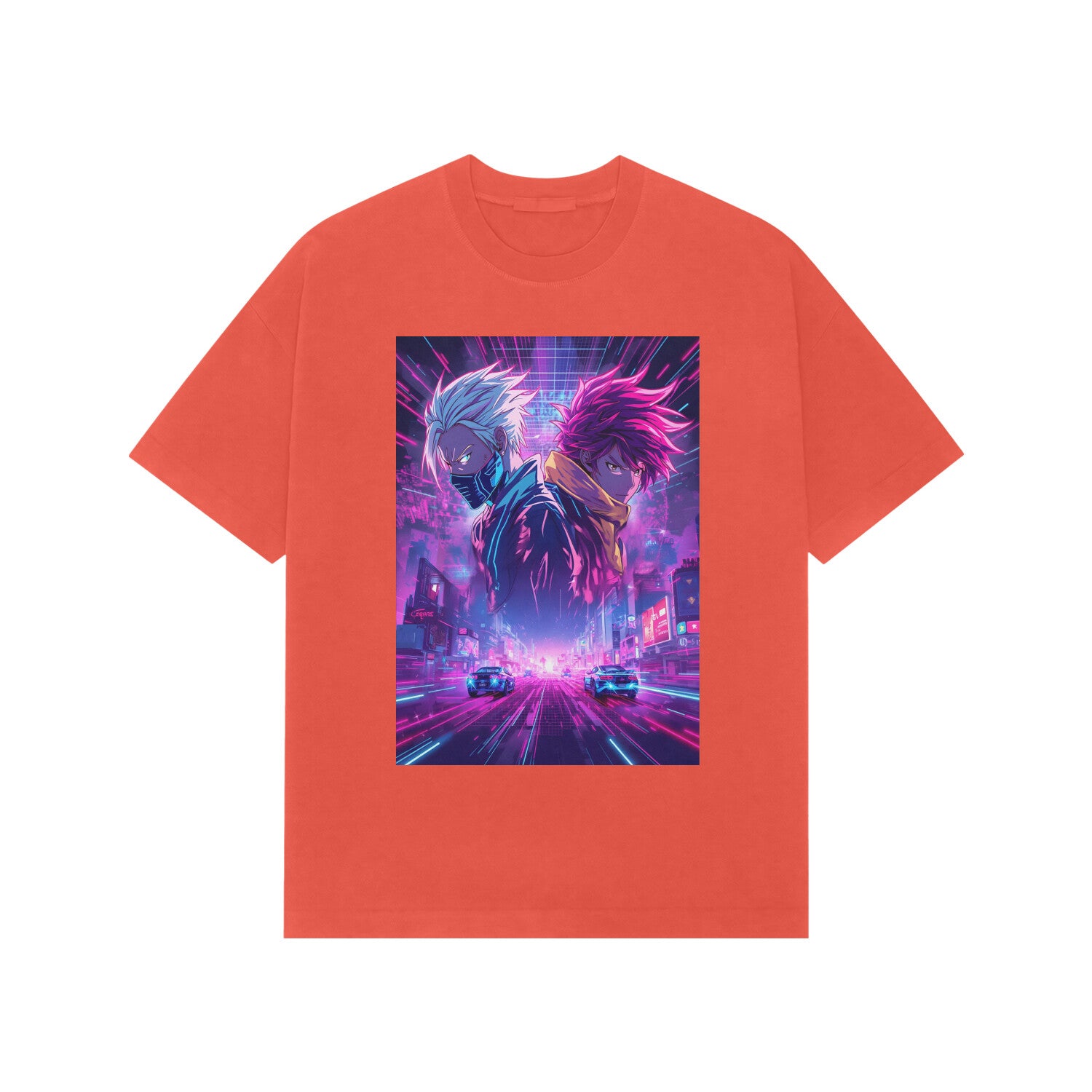 TOKYO NEON OVERSIZED TEE Brick Red front-690481966cc30-Brick_Red_XS_Premium_Oversized_T-shirt